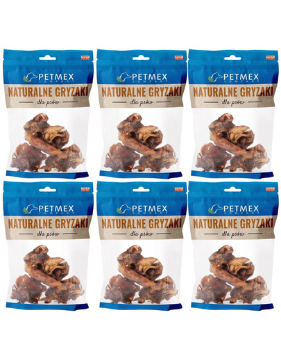PETMEX Ucho wieprzowe środkowe 6x100g naturalny gryzak dla psa