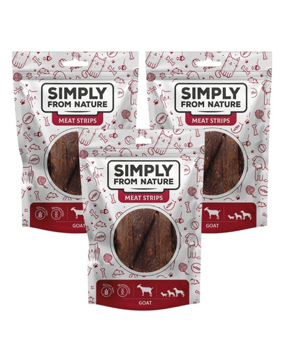 SIMPLY FROM NATURE Meat Strips Kozie stripsy pre psov 3x80 g