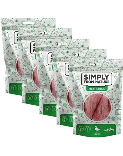 SIMPLY FROM NATURE Meat Strips maškrty s kačacím mäsom pre psov 5x80 g