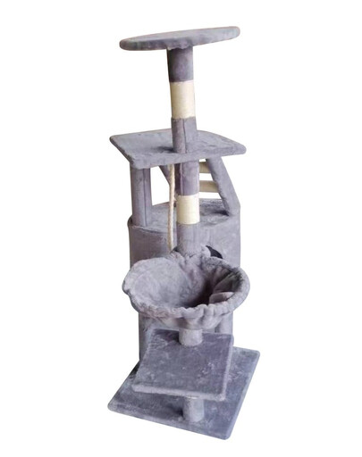 KATIDO Vysoké škrabadlo pre mačky 118 cm sivomodré