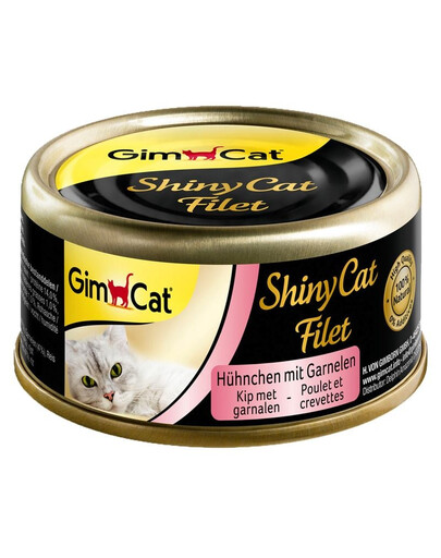 GIMCAT Shiny Cat Filet 70 g Kuracie mäso a krevety vo vývare