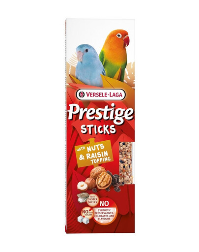VERSELE-LAGA Prestige Sticks 2 Tyčinky s orechmi a hrozienkami pre malé papagáje 60g