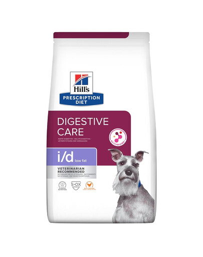 Hill's PRESCRIPTION DIET i/d Low Fat suché krmivo pre psov s kuracím mäsom pre starostlivosť o trávenie 4 kg