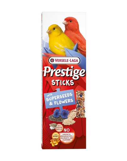 VERSELE-LAGA Prestige Sticks 2 Tyčinky s vysoko výživnými semienkami a kvetmi pre kanáriky 60g