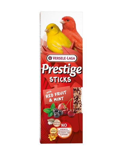 VERSELE-LAGA Prestige Sticks 2 Tyčinky s červeným ovocím a mätou pre kanáriky 60g