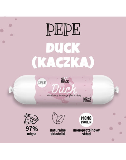 PAKA ZWIERZAKA PEPE Meat Snack Kiełbaska z kaczki dla psa 200g