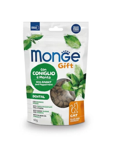 MONGE Cat Adult Dental 60 g Králik a mäta