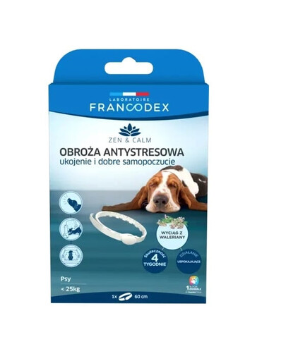 FRANCODEX Antistresový obojok s valeriánou lekárskou pre psov < 25 kg 60 cm