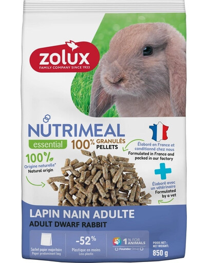 ZOLUX NUTRIMEAL 4 Granulované krmivo pre dospelých zakrslých králikov 850 g