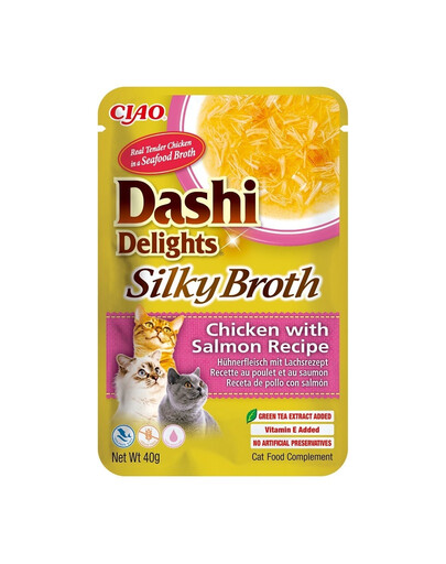 INABA Cat Dashi Delights Silky Broth kuracie mäso a losos 40 g