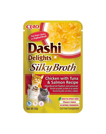 INABA Cat Dashi Delights Silky Broth kuracie mäso, tuniak a losos 40 g
