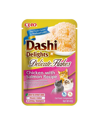 INABA Cat Dashi Delights Delicate Flakes kuracie mäso a losos 40 g