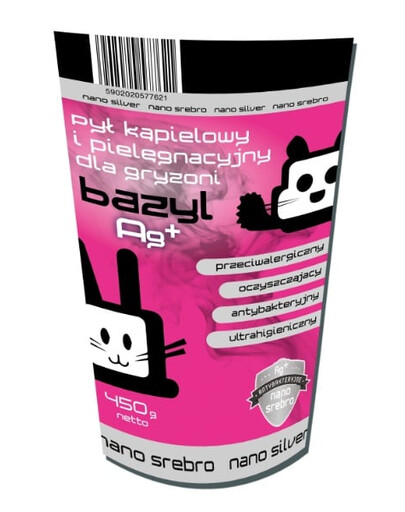 BAZYL Ag+ Bentonitový ošetrujúci prach pre hlodavce 450 g
