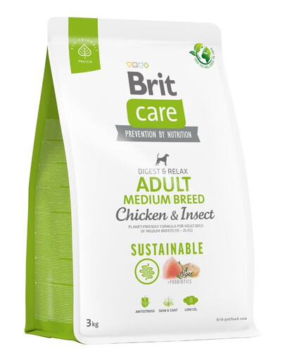 BRIT Care Sustainable Adult Medium Breed s kuracím a hmyzom 3 kg
