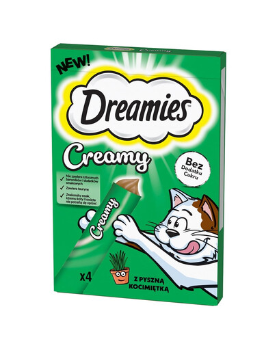DREAMIES Creamy karma uzupełniająca z kocimiętką 4x10 g