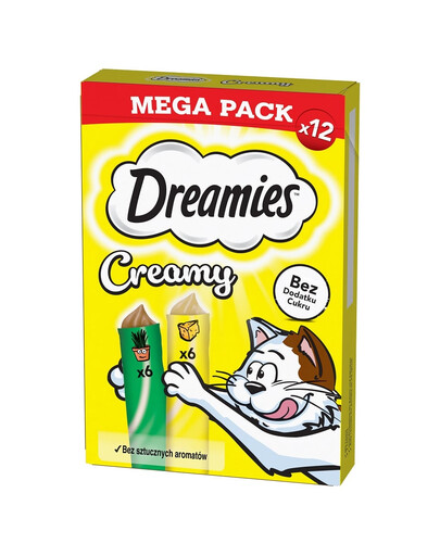 DREAMIES Creamy MEGA PACK karma uzupełniająca z serem i z kocimiętką 12x10 g