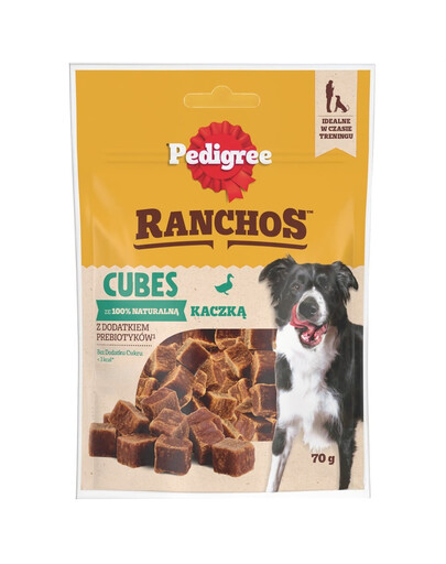 PEDIGREE Ranchos Cubes 70 g bezzbożowa karma uzupełniająca dla dorosłych psów z kaczką