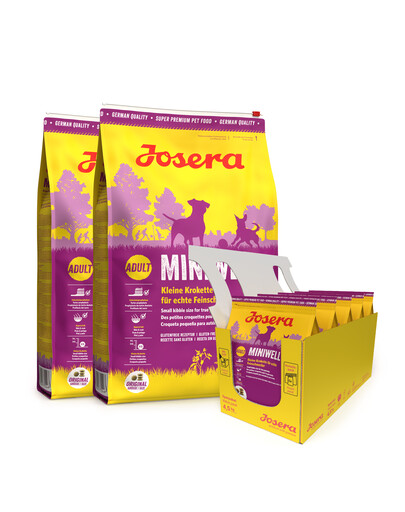 JOSERA Miniwell 2 x 10kg pre dospelých psov malých plemien + 5 x 900g ZADARMO