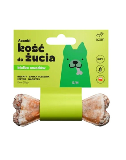 AZANKI Kosť s hmyzom a černicami pre psov S/M 12cm
