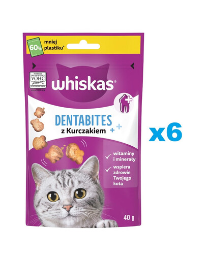 WHISKAS Dentabites 6x40 g Zubná maškrta pre dospelé mačky