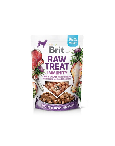 BRIT Raw Treat Freeze Dried Immunity 40 g mrazom sušená pochúťka z jahňacieho a kuracieho mäsa s probiotikami pre psov