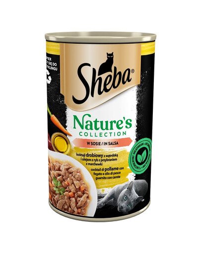 SHEBA puszka 400 g Nature's Collection koktajl drobiowy z wątróbką i olejem z ryb z przybraniem z marchewki w sosie