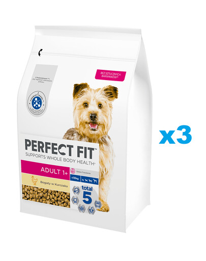 PERFECT FIT Adult 1+ Kompletné krmivo pre dospelých psov malých plemien, bohaté na kuracie mäso 3x2,6 kg