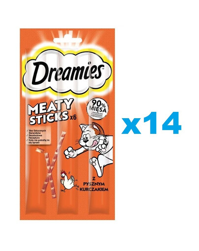 DREAMIES Meaty Sticks tyčinky s lahodným kuřecím masem pro dospělé kočky 14x30 g