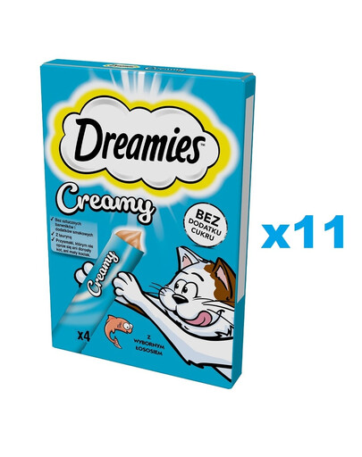DREAMIES Creamy doplnkové krmivo s lahodným lososom pre mačky 44x10 g