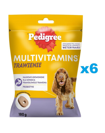 PEDIGREE Multivitamins Digestion doplnkové tráviace krmivo pre dospelých psov kuracia príchuť 6x180 g