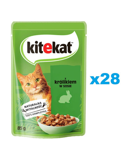 KITEKAT Králik v omáčke 28x85 g pre dospelé mačky