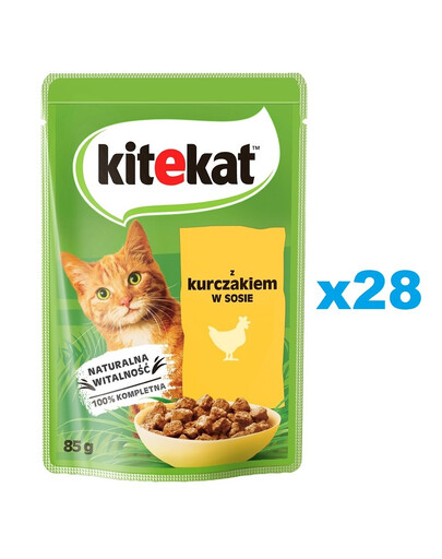 KITEKAT Kurča v omáčke 28x85 g pre dospelé mačky