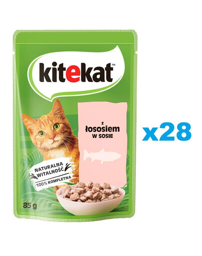 KITEKAT Losos v omáčke 28x85 g pre dospelé mačky