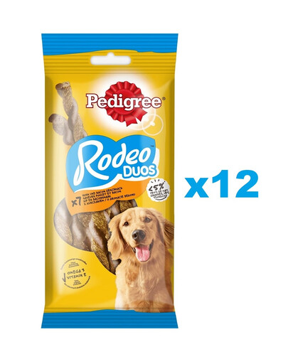 PEDIGREE Rodeo Duos 12x123g maškrta pre dospelých psov s príchuťou kuracieho mäsa a slaniny