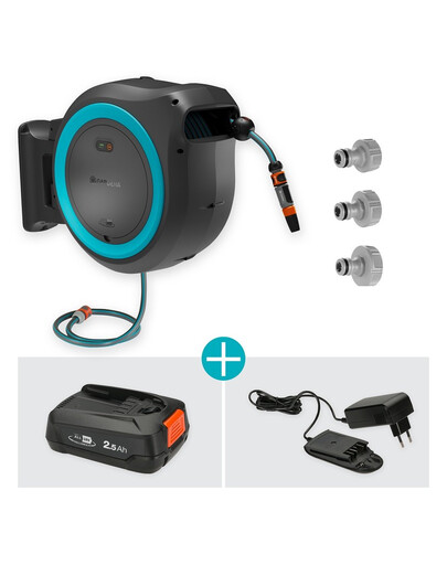 GARDENA nástenný navijak na hadicu PowerRoll XL s batériou