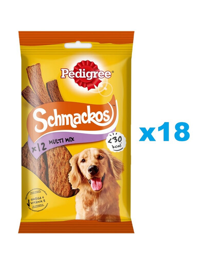 PEDIGREE Schmackos Multi Mix 18x86 g maškrty vo forme prúžkov pre psov s hovädzím mäsom