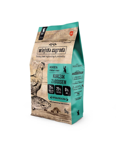 WIEJSKA ZAGRODA Kuracie mäso s lososom pre mačiatka 5 kg