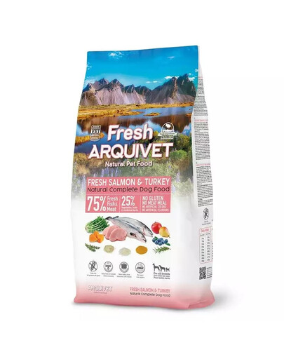 ARQUIVET Čerstvé polotučné krmivo pre psov losos a morčacie mäso 10 kg