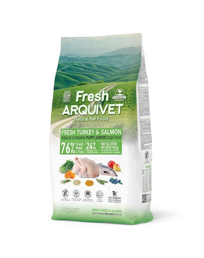 ARQUIVET Fresh Puppy Junior Polo-vlhké krmivo pre šteniatka s morčacím mäsom a lososom 10 kg