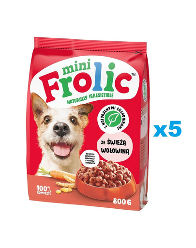 FROLIC Mini Naturally Irresistible 5x800 g polovlhké krmivo pre psov malých plemien s čerstvým hovädzím mäsom