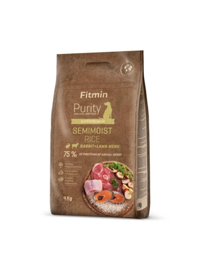 FITMIN Dog Purity rice semimoist rabbit & lamb 4 kg