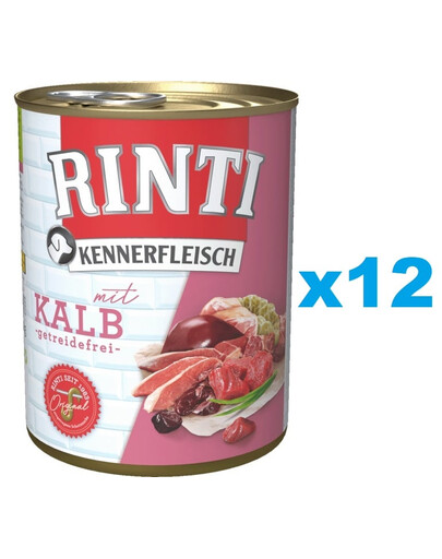 RINTI Kennerfleisch Veal Teľacie krmivo pre dospelých psov 12x400 g