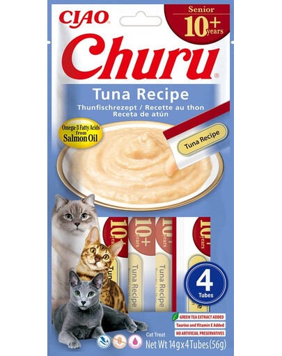 INABA Churu Cat Senior Tuna 4x14g krémová pochúťka pre staršie mačky s príchuťou tuniaka