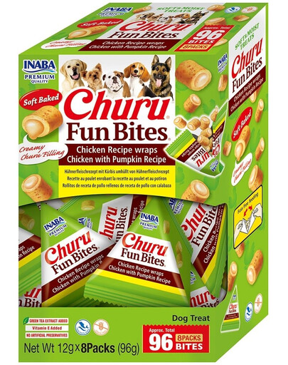 INABA Dog Churu Fun Bites Chicken with Pumpkin 8x12g kuracie a tekvicové wrapy pre psov