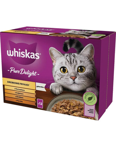 WHISKAS kapsička pre dospelých 12x85g Hydinové krmivo v želé s: kuracím, morčacím, hydinovým, kačacím mäsom