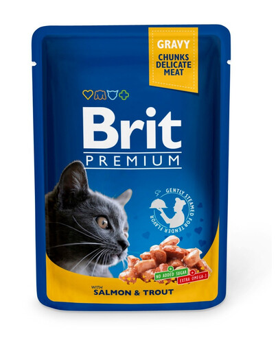 BRIT Premium Cat Adult Kapsička losos a pstruh 24 x 100 g