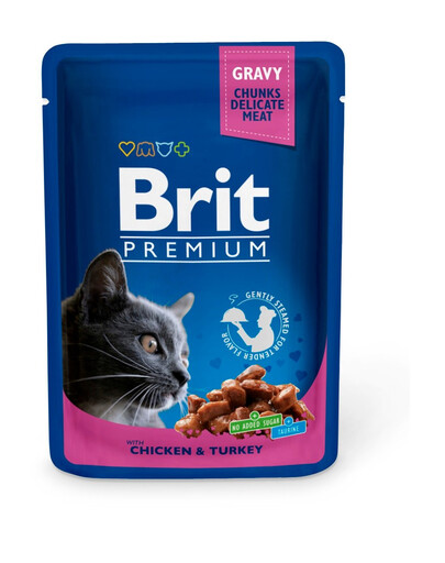 BRIT Premium Adult Kapsička pre mačky kuracie a morčacie 24 x 100g