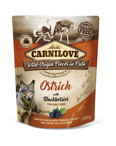 CARNILOVE Dog Paté Ostrich with Blackberries 300g