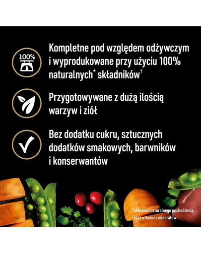 CESAR 400g - kuracie mäso, zdobené sladkými zemiakmi, hráškom a brusnicami