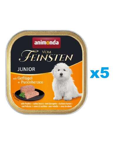 ANIMONDA Vom Feinsten Junior zestaw z drobiem i sercami z indyka 5 x 150 g